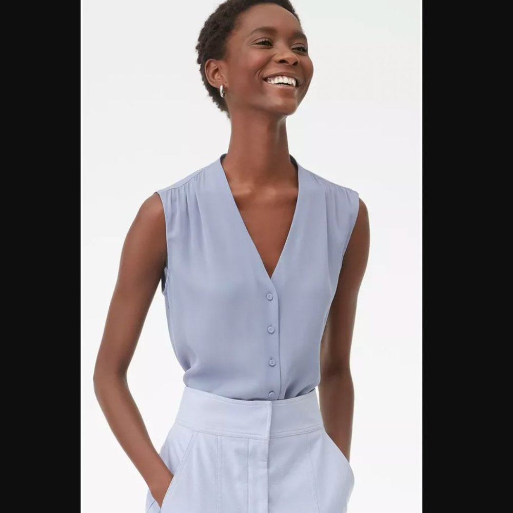 Rebecca Taylor Silk Double Georgette Blouse Breeze 12